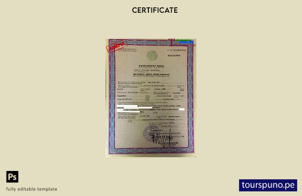 listo para imprimir plantilla de certificado de divorcio del Registro de Blitar 